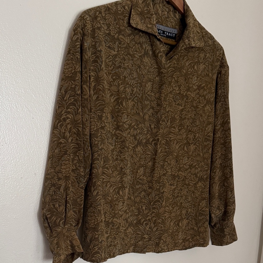 Ellen Tracy Brown Patterned Blouse - image 3